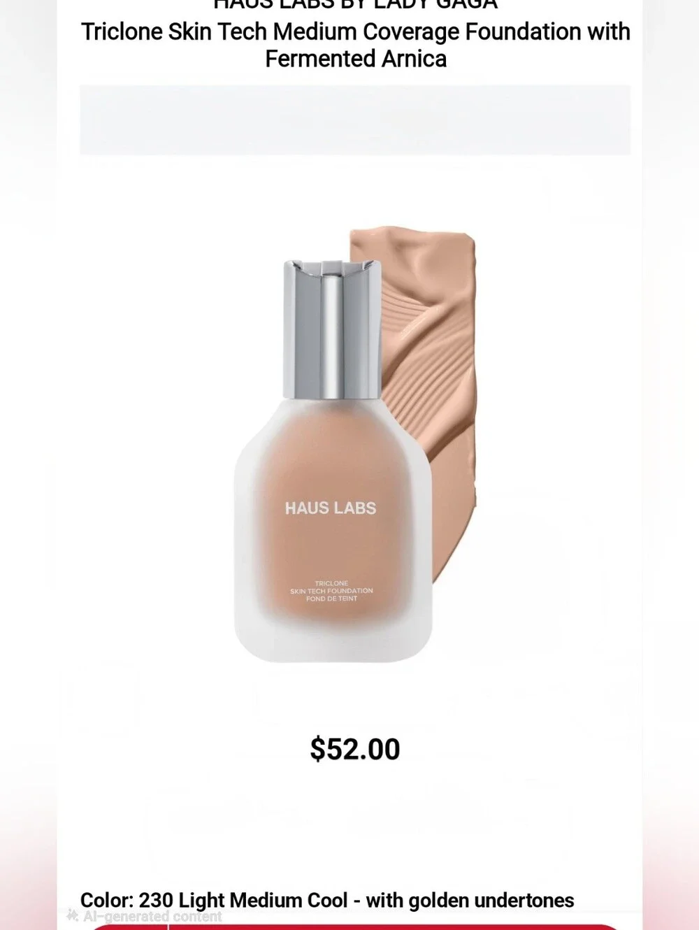 Haus Labs Triclone Skin Tech Foundation — 230 Light Medium Cool